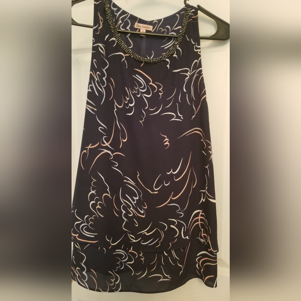 Juicy Couture Black and Silver Beaded Neck Sleeveless Blouse